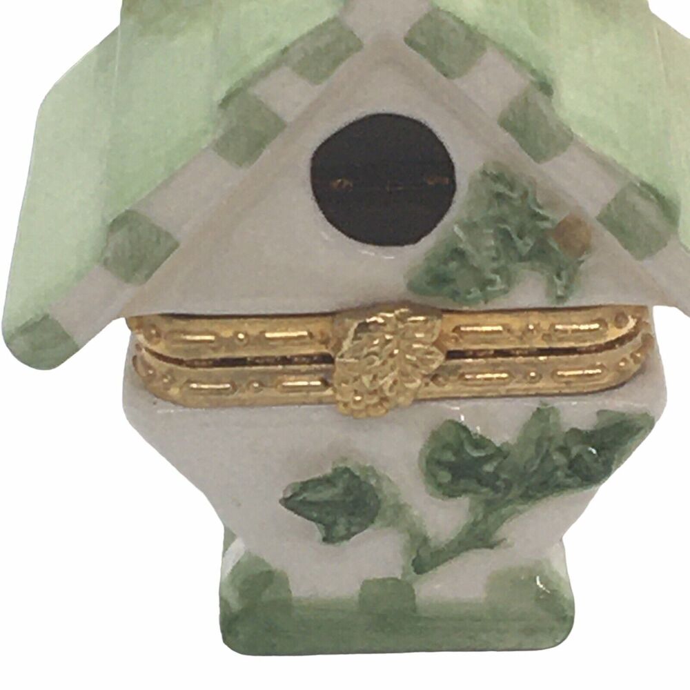 Vintage Birdhouse Hinged Jewelry/Trinket/Gift‎ Box Ornament Butterfly Cottage - Picture 10 of 12